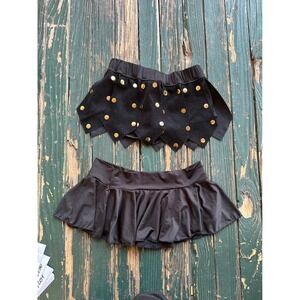 Leg Avenue Womens Black Gladiator Costume Set Studded Peplum Belt Mini Skirt L